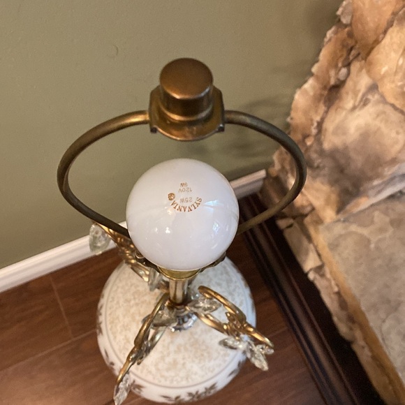 Vintage, Style, Italian Table/ Floor Lamp, Gold motif on white MCM - Picture 8 of 17